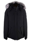 Lingan Frost Fox Fur Hooded Padded Jacket Black - MOOSE KNUCKLES - BALAAN.
