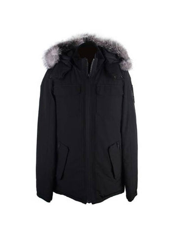 Lingan Hooded Padded Frost Fox Fur Black - MOOSE KNUCKLES - BALAAN 1