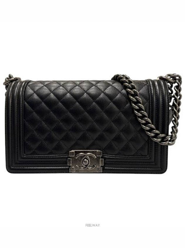 Clover Caviar Boy Bag Medium Black A67086 Internal Chip - CHANEL - BALAAN 1