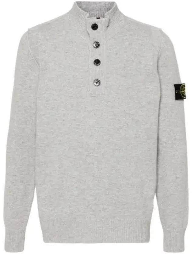 Wappen Patch Half Button Lambswool Knit Top Grey - STONE ISLAND - BALAAN 2