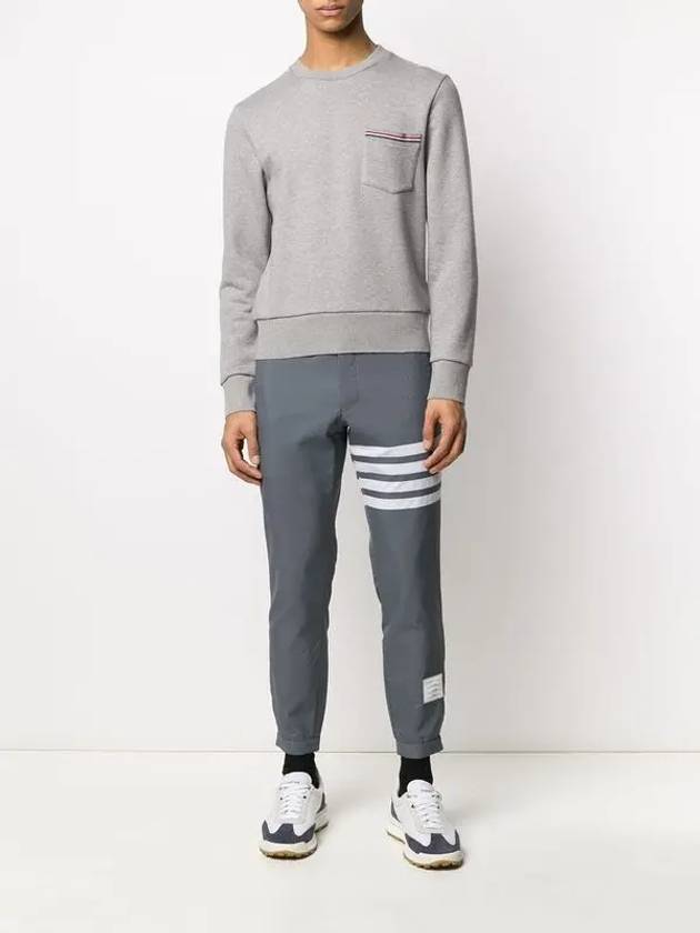 Men's Three-Stripe Tab Pocket Loopback Crew Neck Sweatshirt Light Grey - THOM BROWNE - BALAAN 5