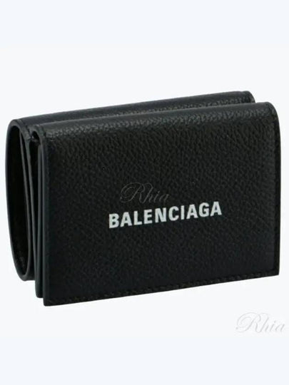 Logo Print Tri-Fold Half Wallet Black - BALENCIAGA - BALAAN 2