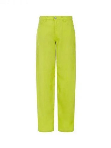 Women s Logo Patch Slim Fit Linen Pants Dark Yellow Green 271144 - EMPORIO ARMANI - BALAAN 1