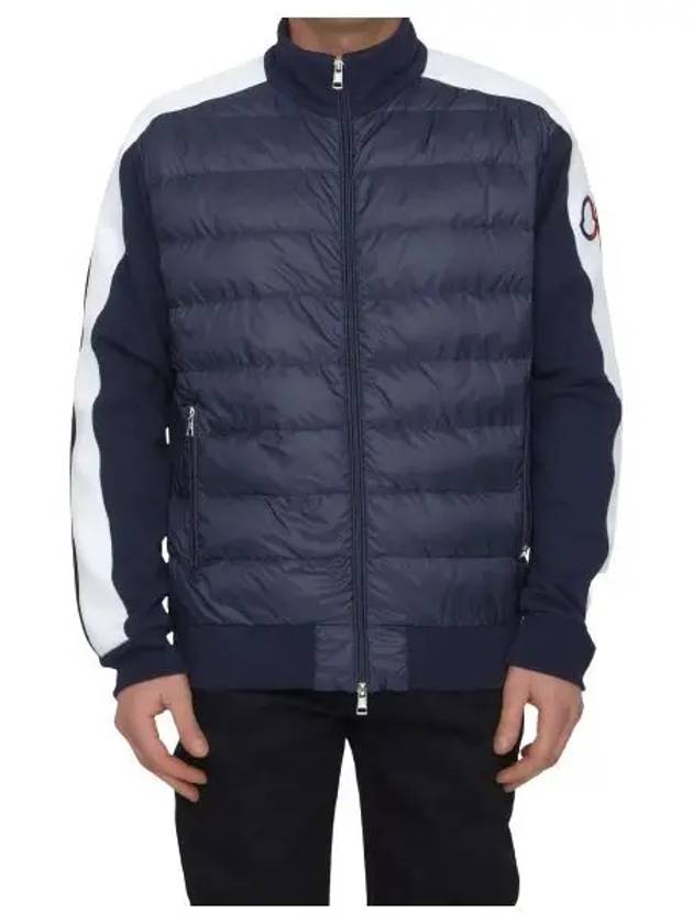 Logo Patch Nylon Padded Cardigan Navy - MONCLER - BALAAN 2