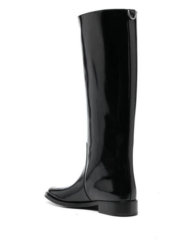 Hunt Leather Long Boots Black - SAINT LAURENT - BALAAN 4