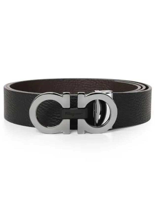 Reversible Gancini Belt Black Hickory - SALVATORE FERRAGAMO - BALAAN 3