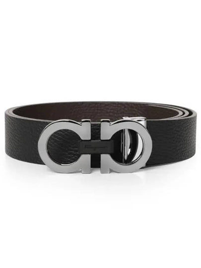 Reversible Gancini Belt Black Hickory - SALVATORE FERRAGAMO - BALAAN 2