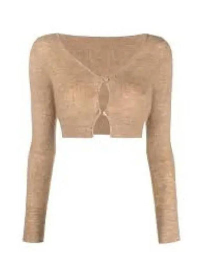 Le Alzou Cropped Mohair Cardigan Light Brown - JACQUEMUS - BALAAN 2