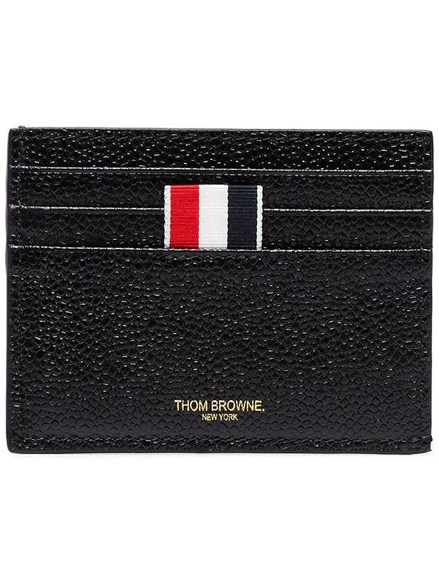 Pebble Grain Leather Stripe Note Compartment Card Wallet Black - THOM BROWNE - BALAAN 2