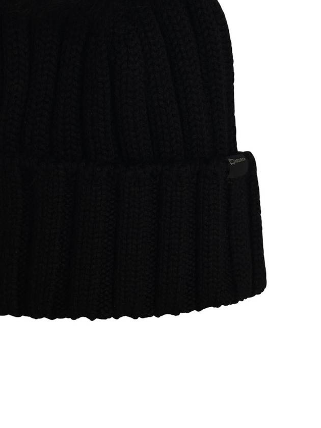 Woolrich 'Pon Pon' Black Virgin Wool Beanie - WOOLRICH - BALAAN 3