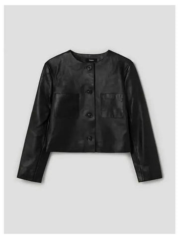 Women s Mode Lambskin Sheepskin Crop Spring Fall Jacket Black Domestic Product - THEORY - BALAAN 1