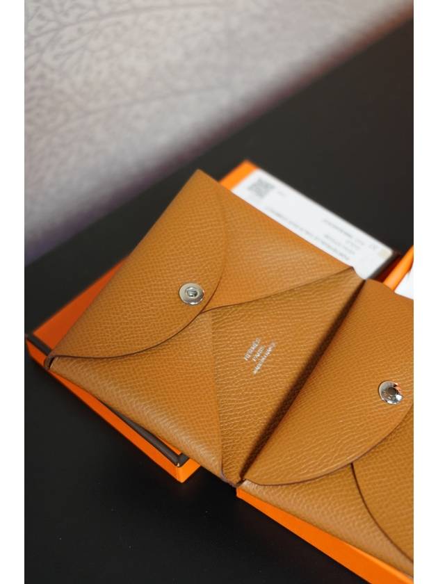 Calvi Duo Card Wallet Brown - HERMES - BALAAN 5