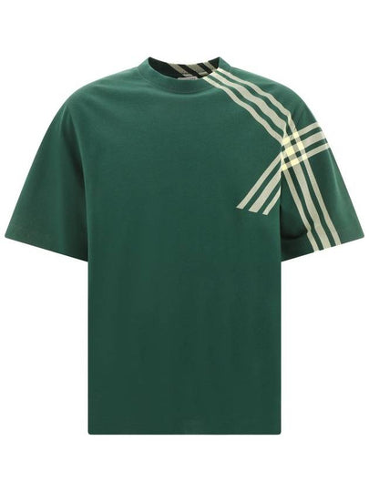 Men's Cotton Check Short Sleeve T-Shirt Green - BURBERRY - BALAAN 2