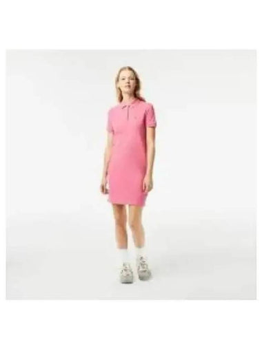 Women s mini pique stitch polo dress deep pink - LACOSTE - BALAAN 1