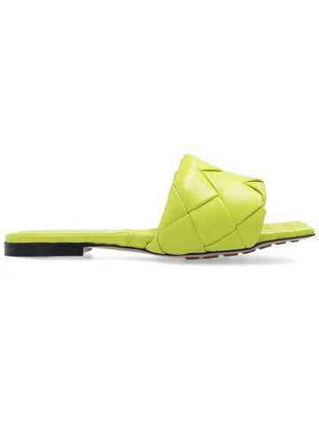 Women's Lido Leather Slippers Kiwi - BOTTEGA VENETA - BALAAN.