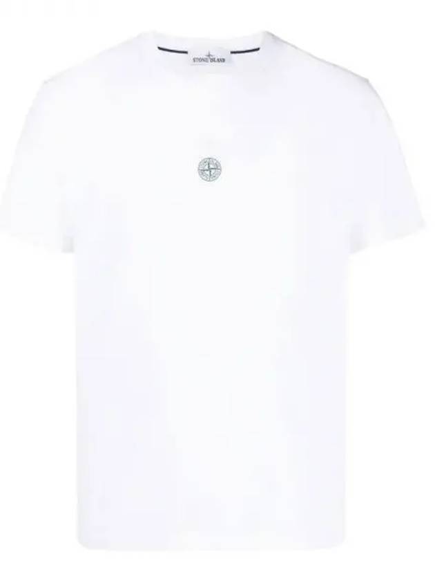 Garment Dyed Lettering One Print Cotton Jersey Short Sleeve T-Shirt White - STONE ISLAND - BALAAN 2