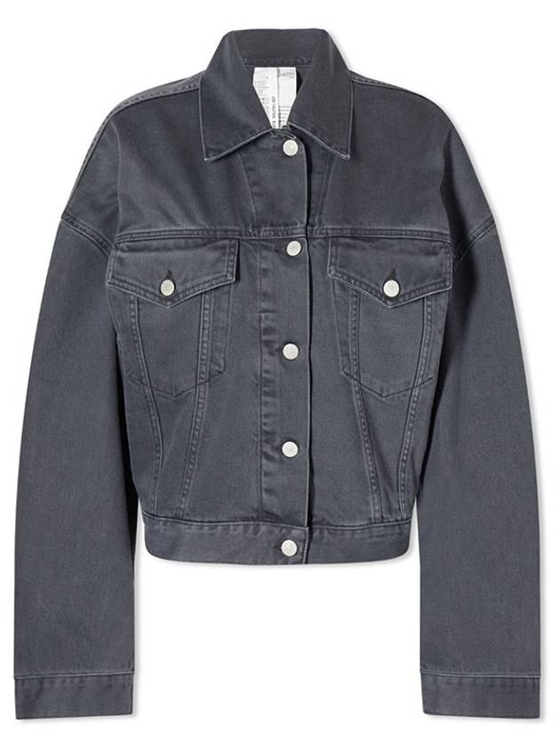 Women's Relaxed Cropped Fit Denim Jacket Dark Grey - ACNE STUDIOS - BALAAN.