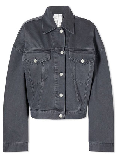 Women's Relaxed Cropped Fit Denim Jacket Dark Grey - ACNE STUDIOS - BALAAN 2