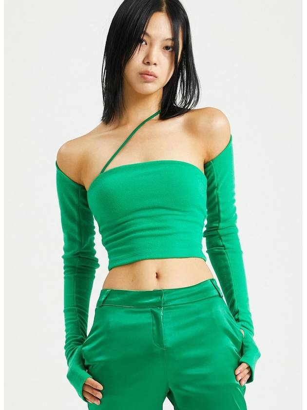 Women's Knitwear Bolero Cross Sleeveless Set Green - RAWMANTICS - BALAAN 2