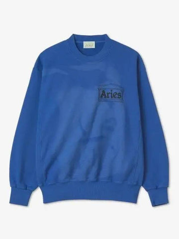 Sunbleached Cross Grain Temple Sweatshirt Blue FTAR22200BLU - ARIES - BALAAN 1