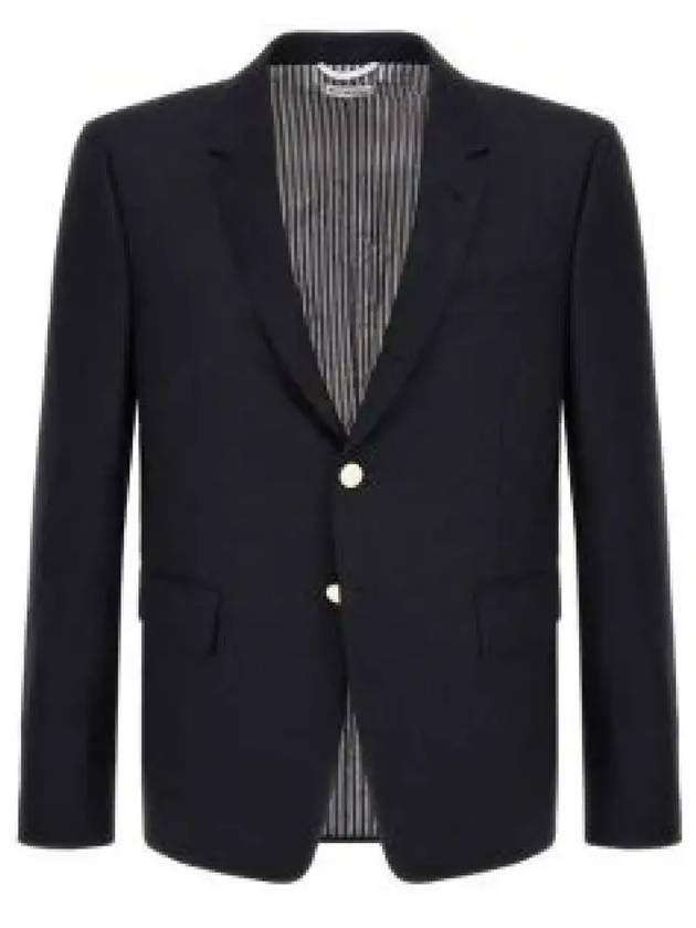 Super 120S Wool Twill Single Breasted Classic Jacket Navy - THOM BROWNE - BALAAN 2