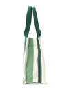 Large Striped Canvas Tote Bag Green - GANNI - BALAAN 3