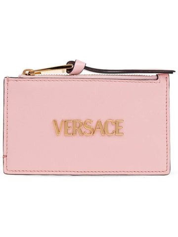 Versace Leather Card Holder, Women's, Pink - VERSACE - BALAAN 1