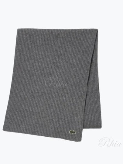 Ribbed Wool Muffler Grey - LACOSTE - BALAAN 2