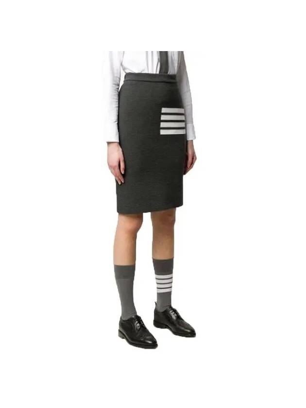 Women's Fine Merino Wool 4 Bar Stitch Pencil Skirt Dark Grey - THOM BROWNE - BALAAN 6