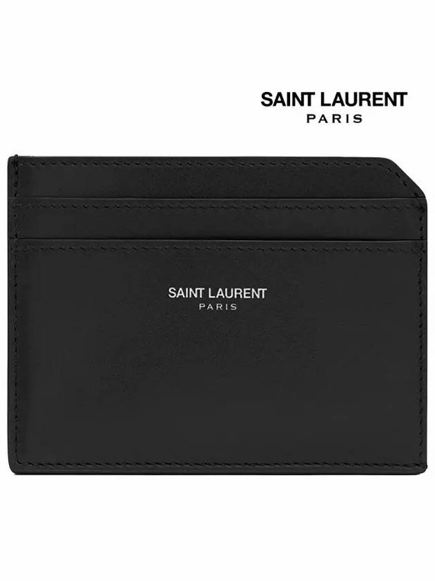 Paris Open Smooth Leather Card Wallet Black - SAINT LAURENT - BALAAN 3