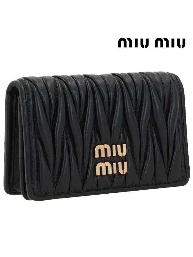 Matelasse Nappa Leather Half Wallet Black - MIU MIU - BALAAN 3