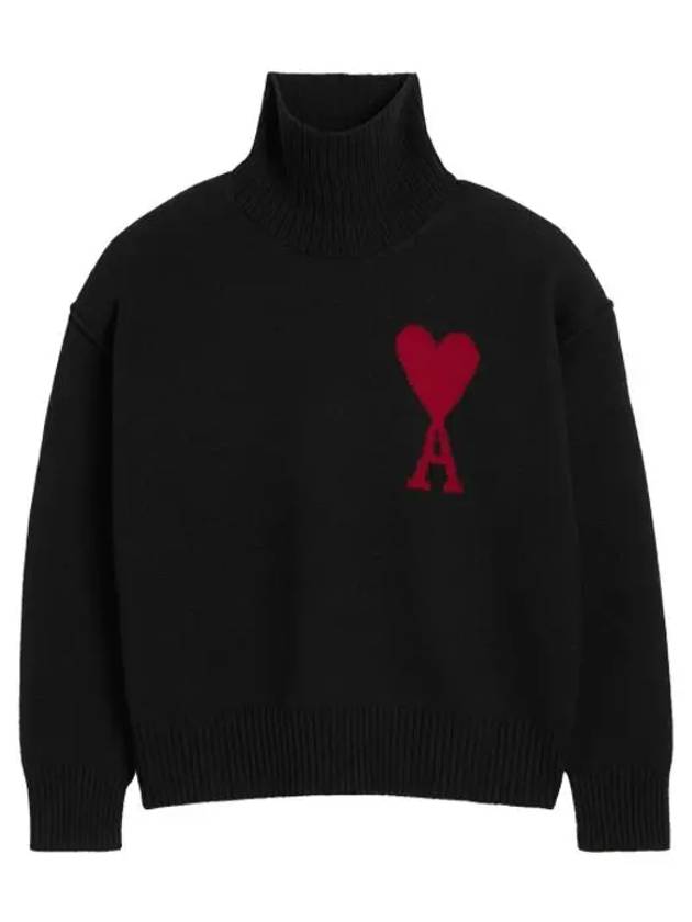 Heart Logo Knit Turtleneck Black - AMI - BALAAN 2