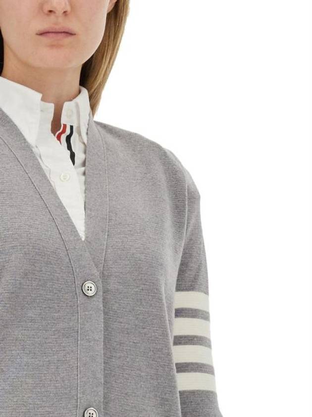 Milano Fine Merino Cardigan Light Grey - THOM BROWNE - BALAAN 5