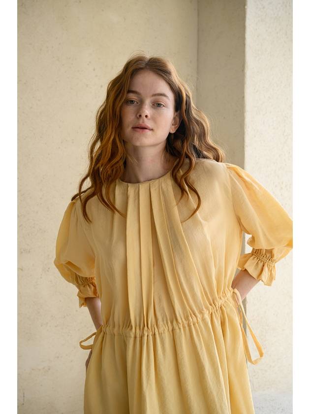 Caisienne pleated neckline strap long dress_yellow - CAHIERS - BALAAN 10