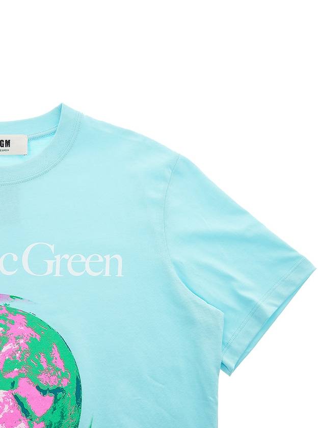 Fantastic Green Logo Short Sleeve T-Shirt Blue - MSGM - BALAAN 5