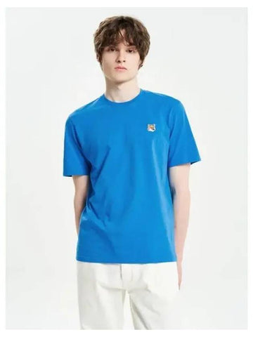 Men s Foxhead Patch Regular T Shirt Enamel Blue Domestic Product GM0024020248672 - MAISON KITSUNE - BALAAN 1