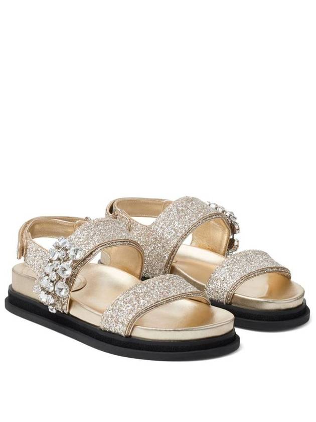 Jimmy Choo Verity Glittered Flat Sandals With Crystal Embellishment Shoes - JIMMY CHOO - BALAAN 3