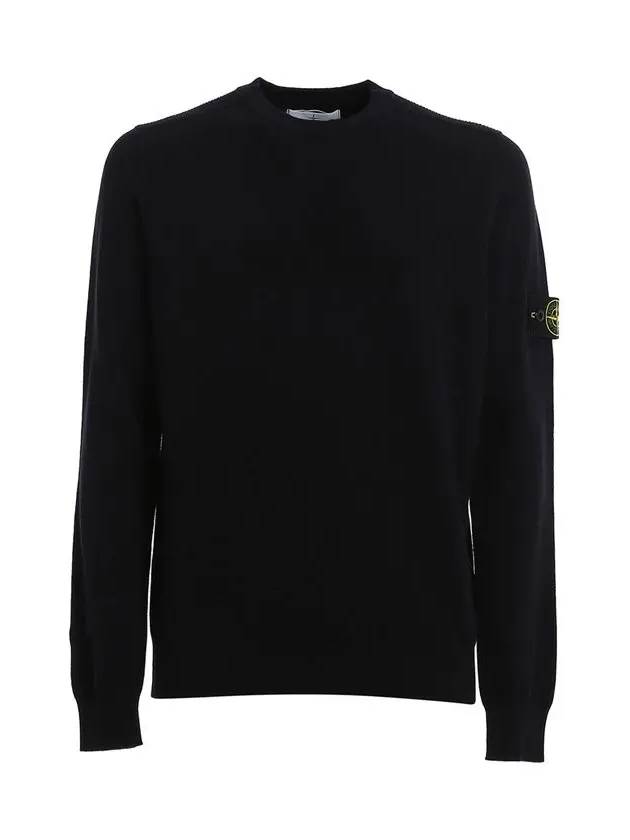 Stretch Wool Crewneck Knit Top Dark Navy - STONE ISLAND - BALAAN 3