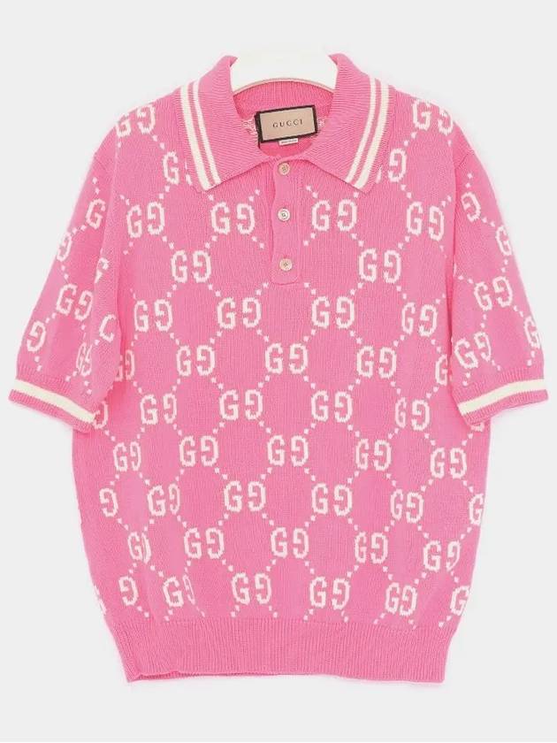 Intarsia Monogram Cotton Polo Shirt Pink - GUCCI - BALAAN 3