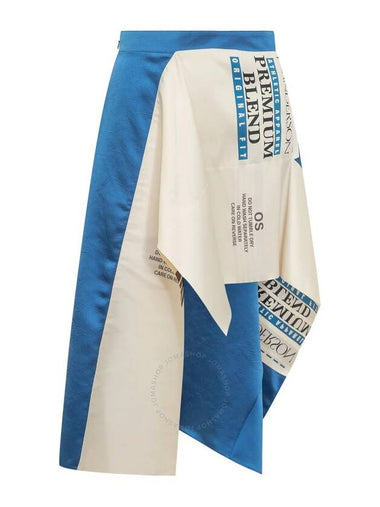 Jw Anderson Ladies Blue / White Asymmetric Care Label Skirt, Brand Size 6 (US Size 2) - JW ANDERSON - BALAAN 1