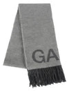 Fringes And Logo Muffler Grey - GANNI - BALAAN 2