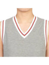 Women's Classic Pique Stripe V-Neck Cotton Tennis Dress Grey - THOM BROWNE - BALAAN 6