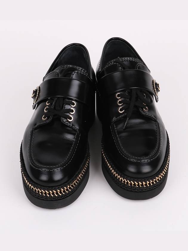 CC logo black lace up women s loafers - CHANEL - BALAAN 3