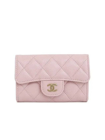 Classic card wallet light pink champagne gold caviar 4ET1503 - CHANEL - BALAAN 1