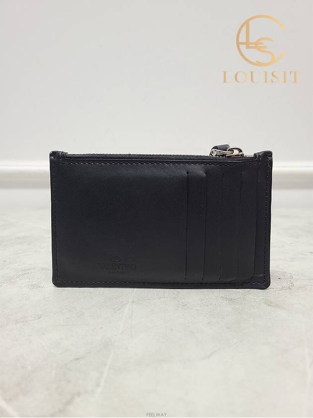 Used luxury goods Lewis It Black pink VLTN logo card holder wallet - VALENTINO - BALAAN 4