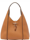 T Timeless Leather Hobo Tote Bag Brown - TOD'S - BALAAN 3