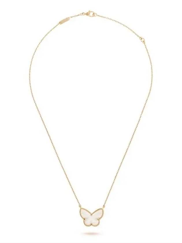 Lucky Alhambra Butterfly Pendant Necklace Gold White - VANCLEEFARPELS - BALAAN 3