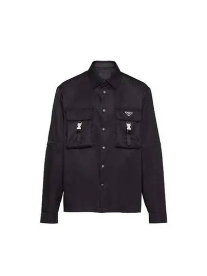 Re-Nylon Triangular Logo Pocket Long Sleeve Shirt Black - PRADA - BALAAN 2