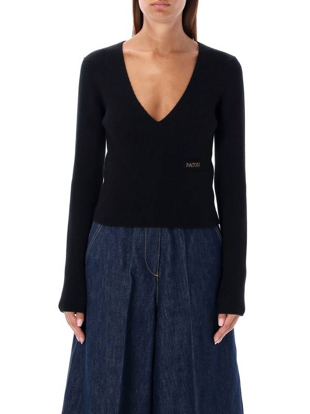 Patou V-Neck Knit Patch Logo - PATOU - BALAAN 1