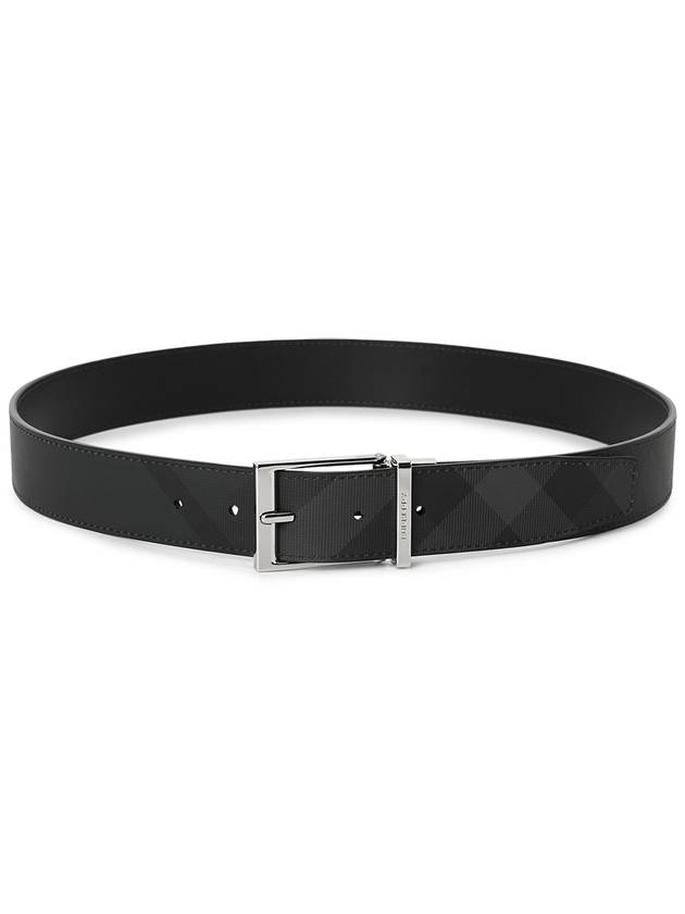 Reversible Checked Leather Belt Charcoal Silver - BURBERRY - BALAAN 4